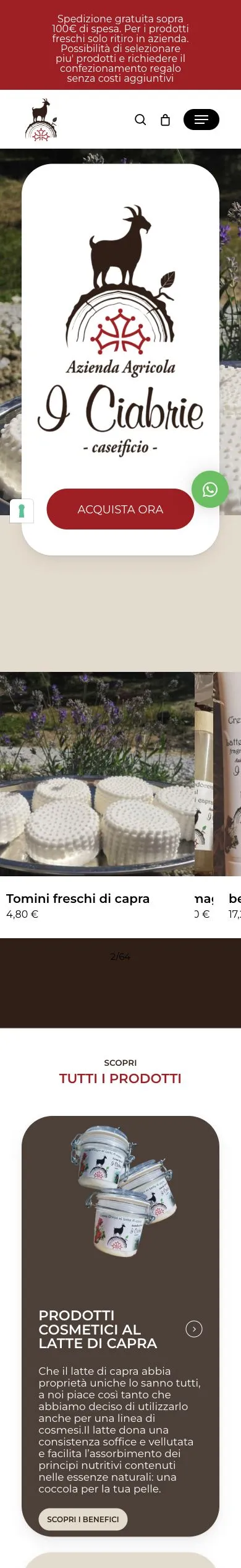 Versione mobile del sito I Ciabrie