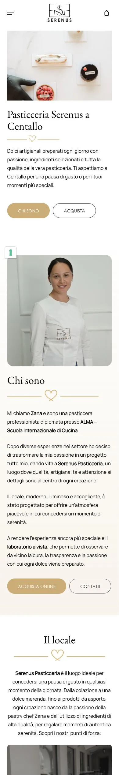Versione mobile del sito Pasticceria Serenus