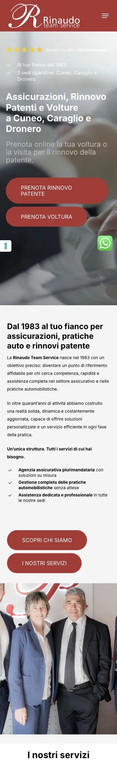 Versione mobile del sito Rinaudo Team Service