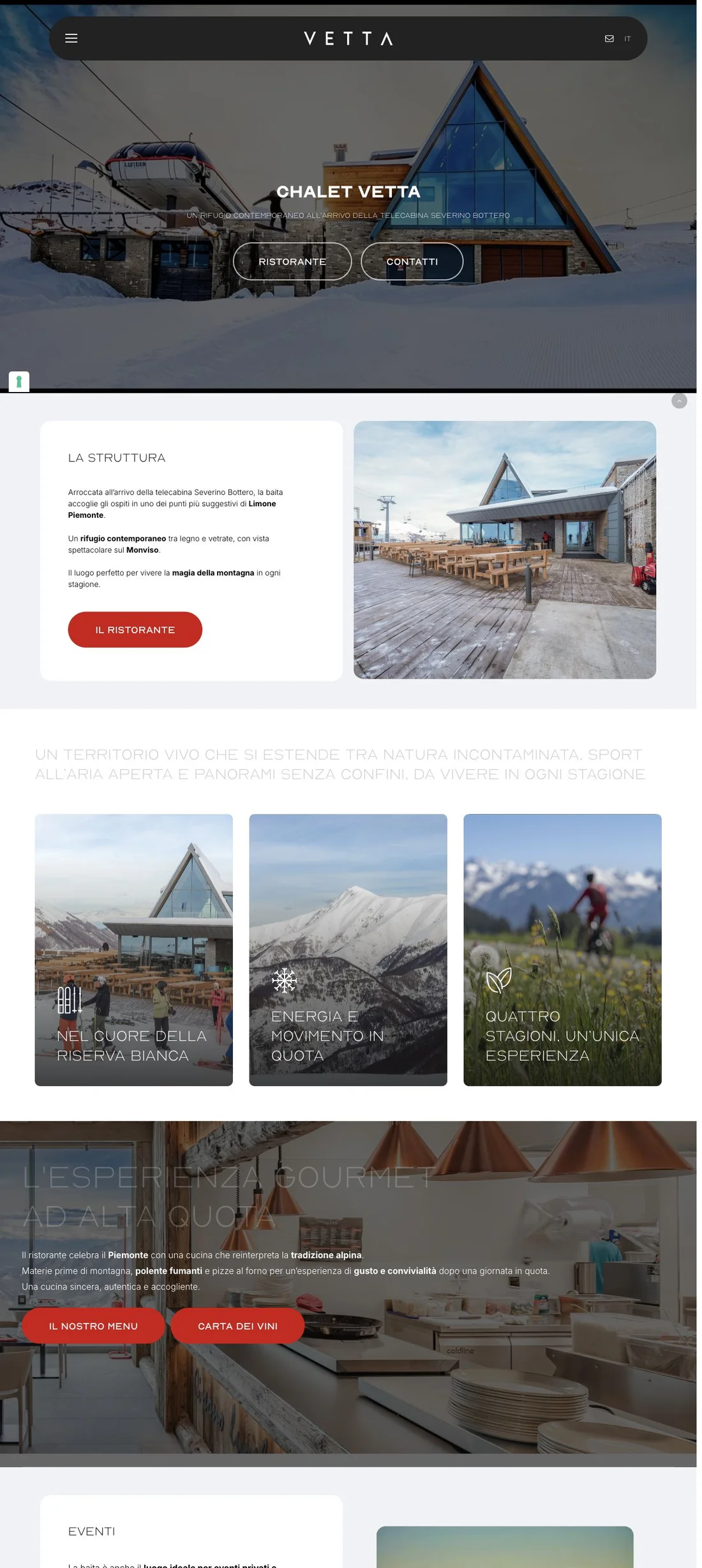 Anteprima desktop del sito Chalet Vetta