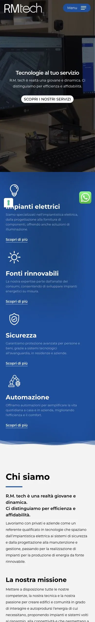 Versione mobile del sito RM Tecnologie