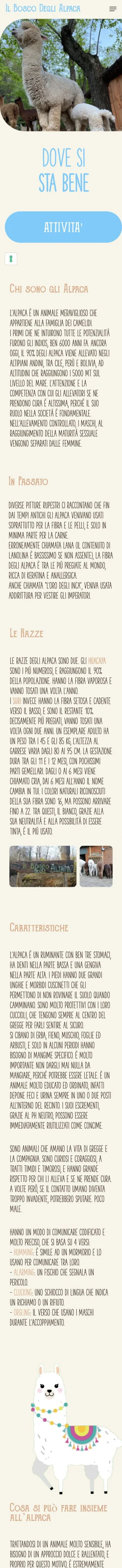 Versione mobile del sito Il Bosco degli Alpaca