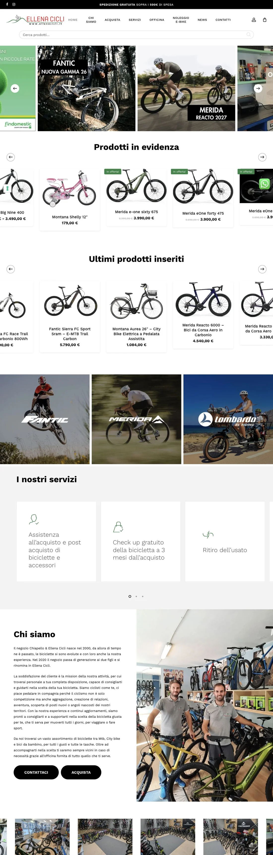 Anteprima desktop del sito Ellena Cicli