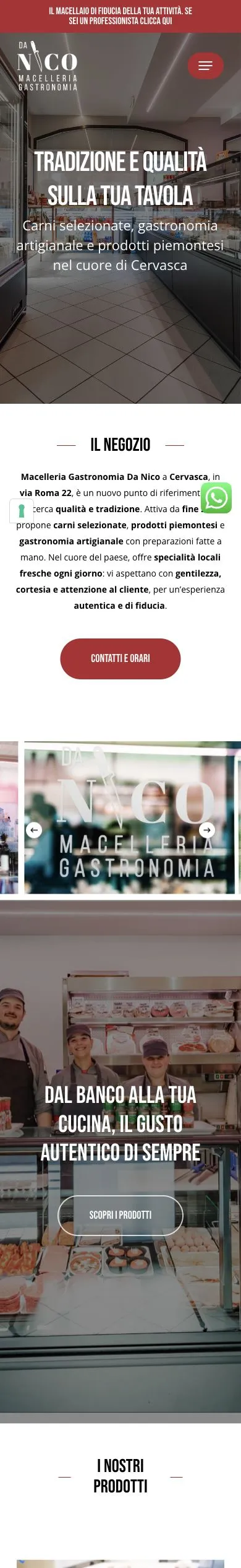 Versione mobile del sito Macelleria Da Nico
