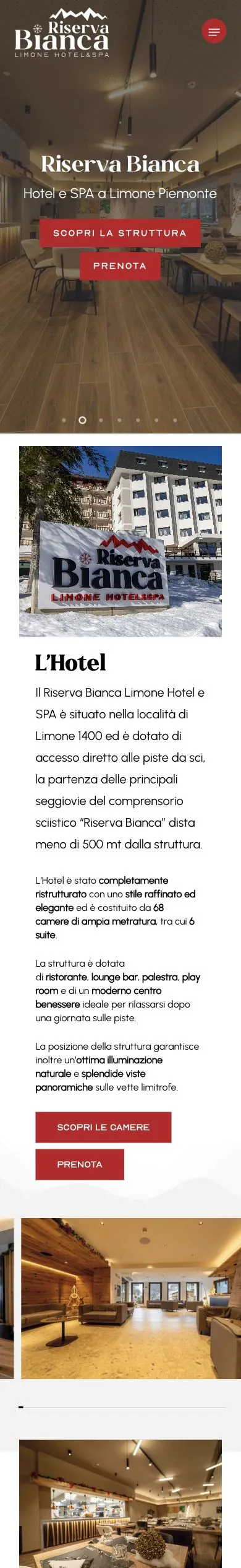 Versione mobile del sito Riserva Bianca Hotel
