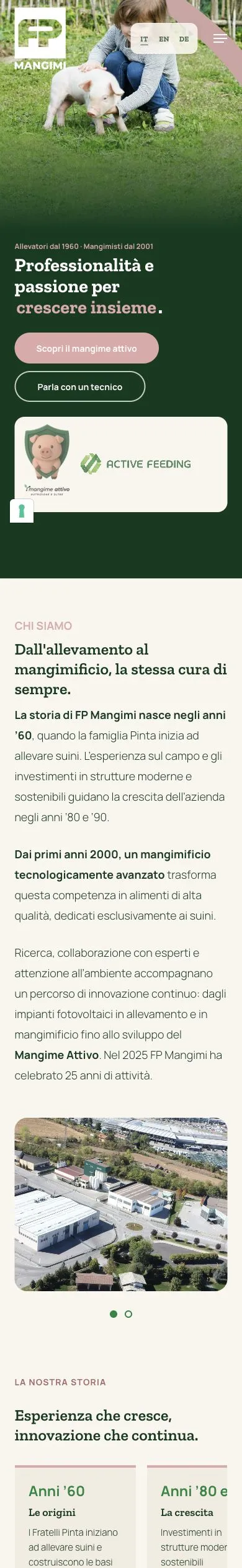 Versione mobile del sito FP Mangimi